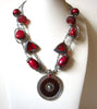 Vintage Silver Cranberry Red Mad Woman necklace 92520