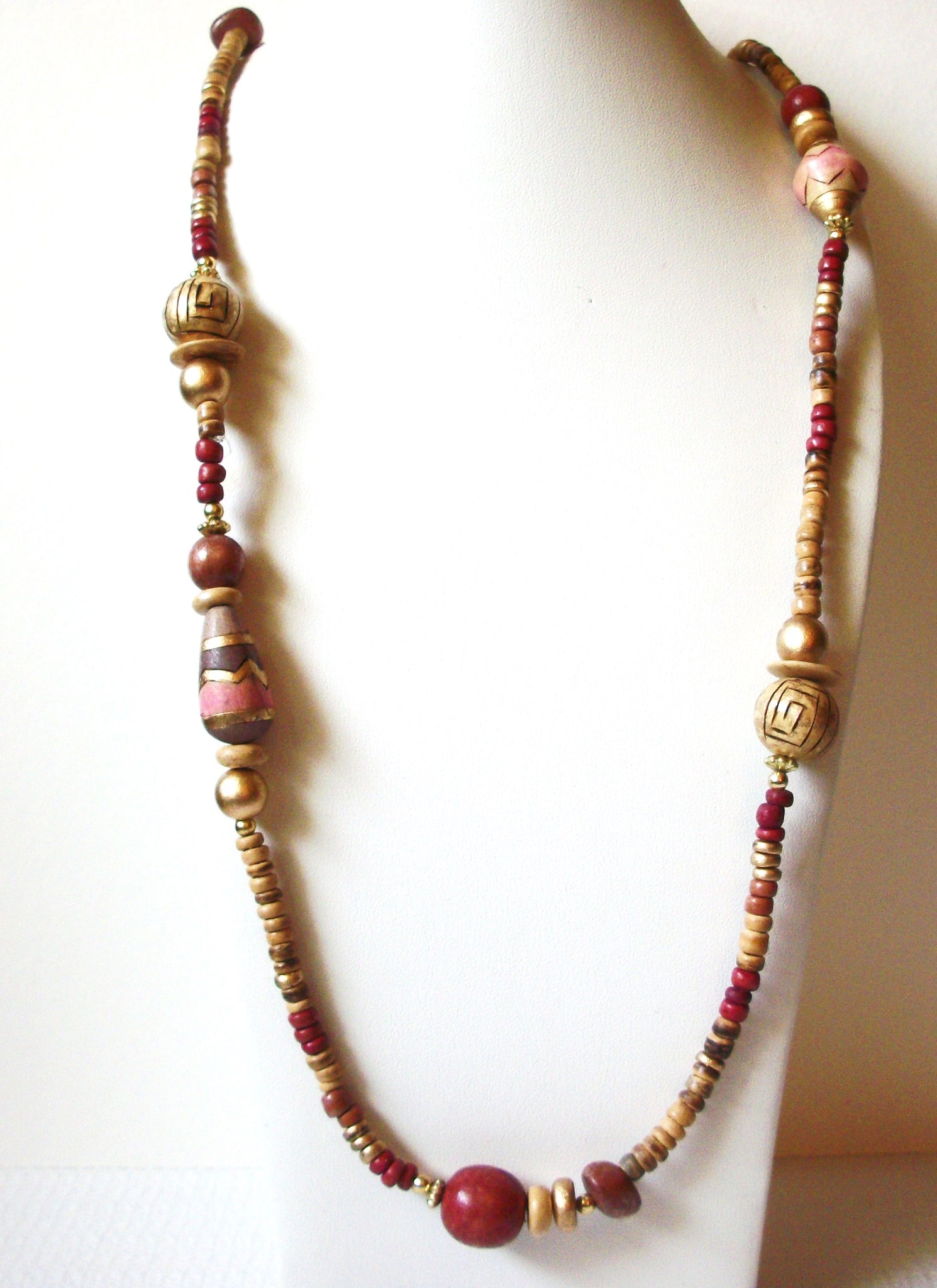 Vintage Bohemian Wood Necklace 92620