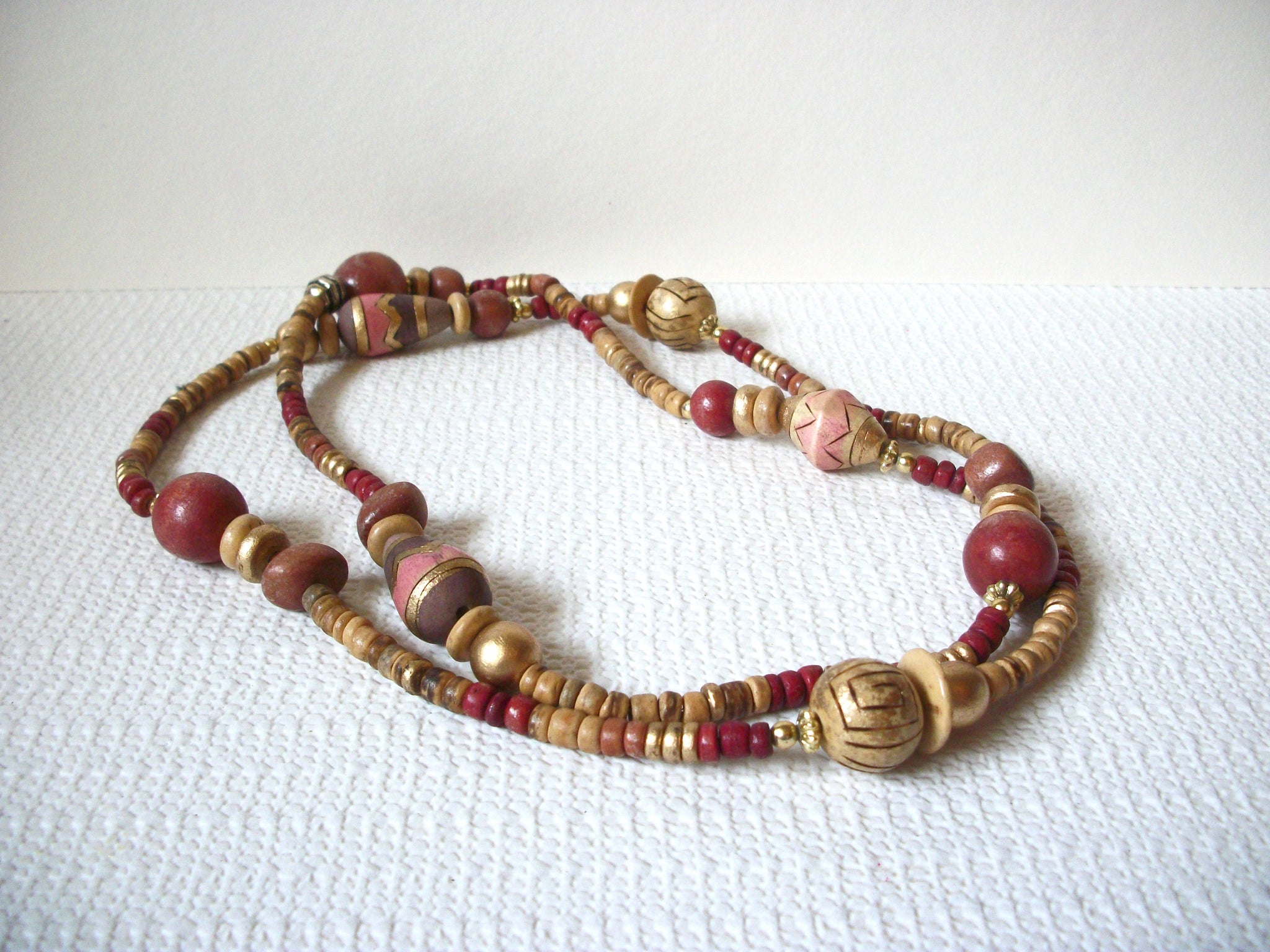 Vintage Bohemian Wood Necklace 92620