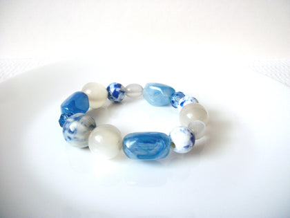 Retro Blue White Moon Glow Marbleized Bracelet 92720
