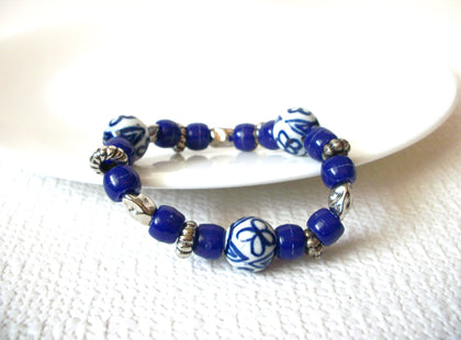 Retro White Blue Glass Bracelet 92720