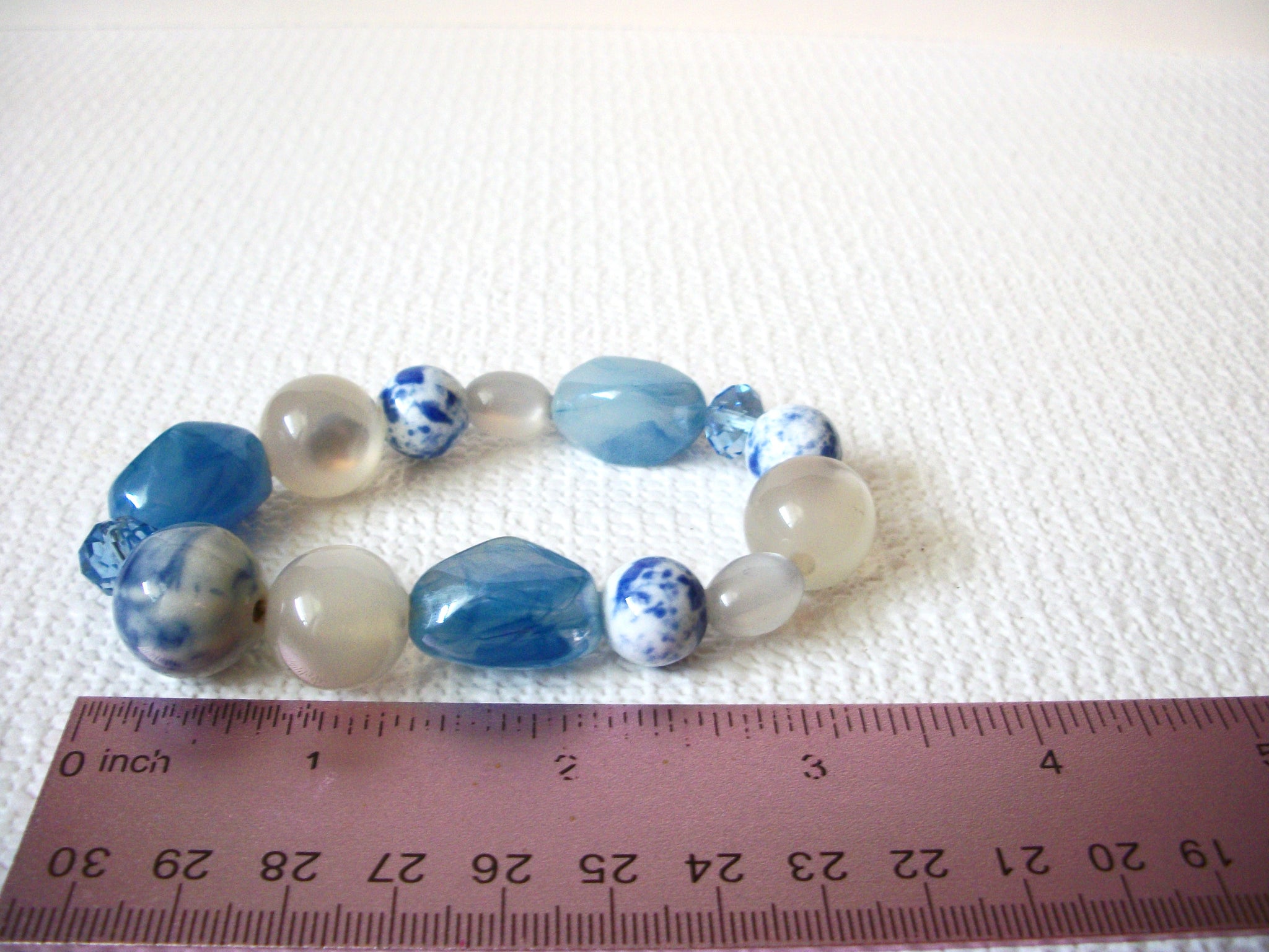 Retro Blue White Moon Glow Marbleized Bracelet 92720