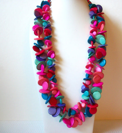 Vintage Colorful Wood Necklace 92720