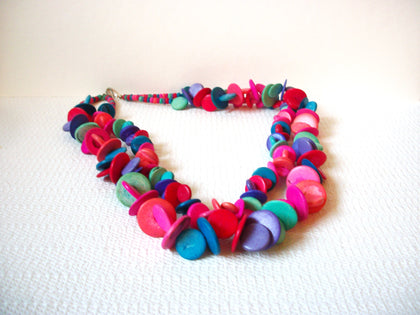 Vintage Colorful Wood Necklace 92720