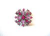 Vintage Pink Snowflake Rhinestones Brooch Pin 92820