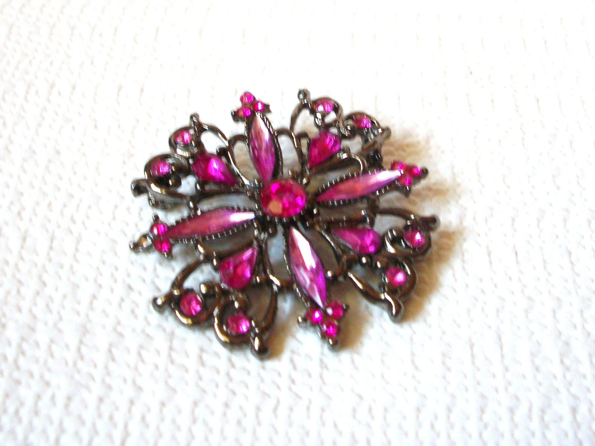 Vintage Pink Snowflake Rhinestones Brooch Pin 92820