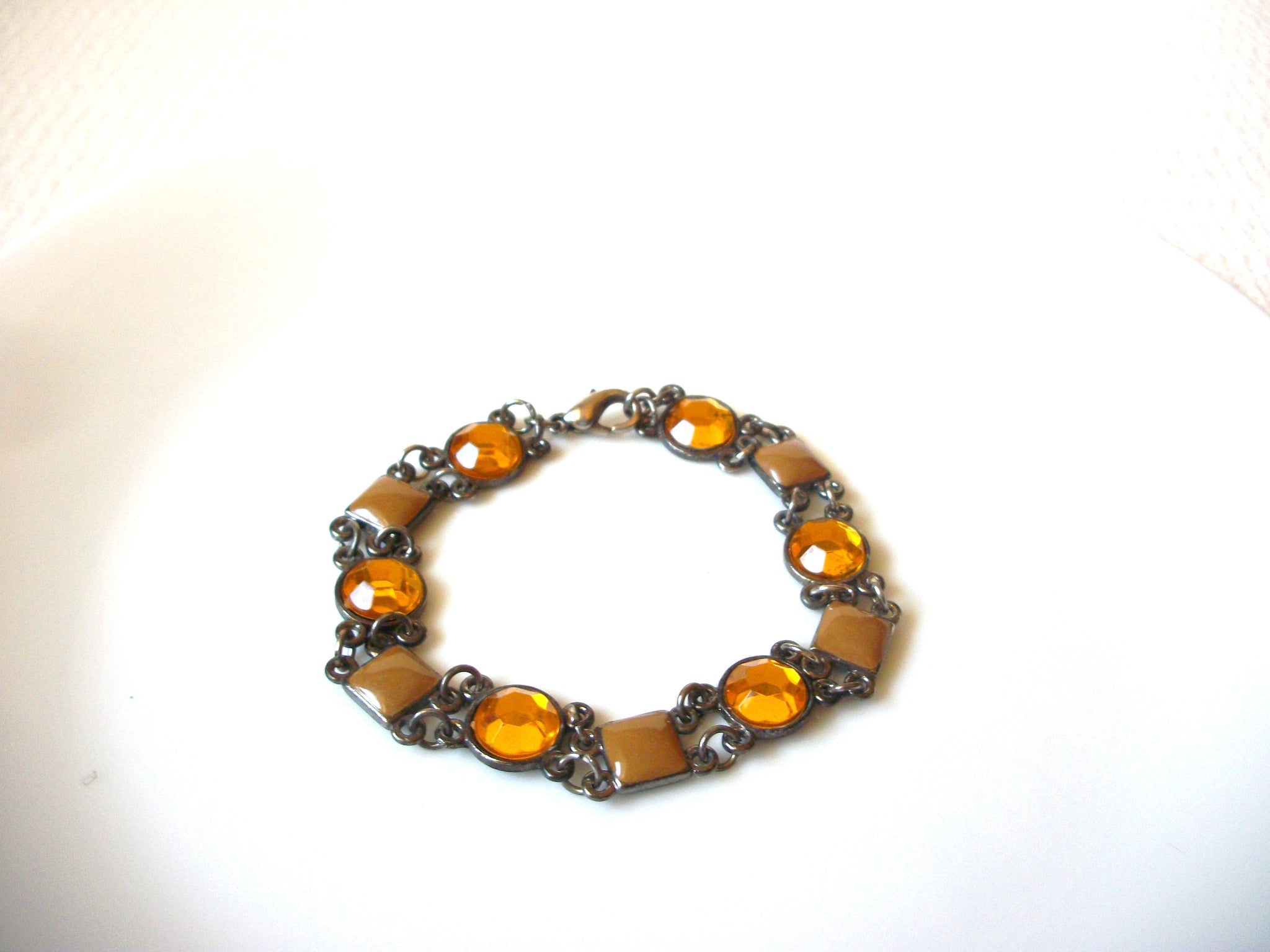 Vintage Amber Gold Rhinestone Bracelet 92820