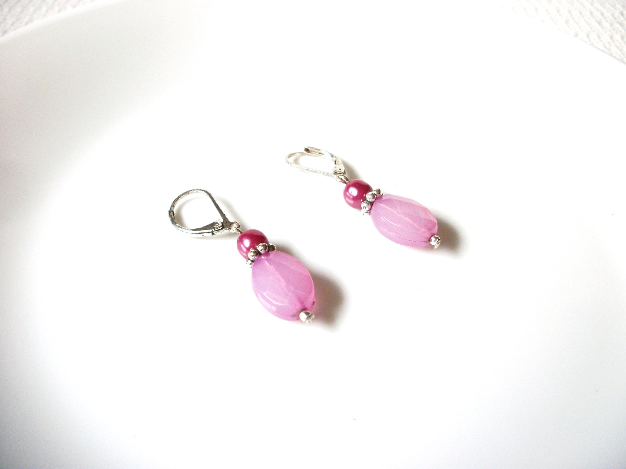 Vintage Pink Lucite Earrings 92820