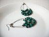 Vintage Bohemian Wood Teal Brown Earrings 92820