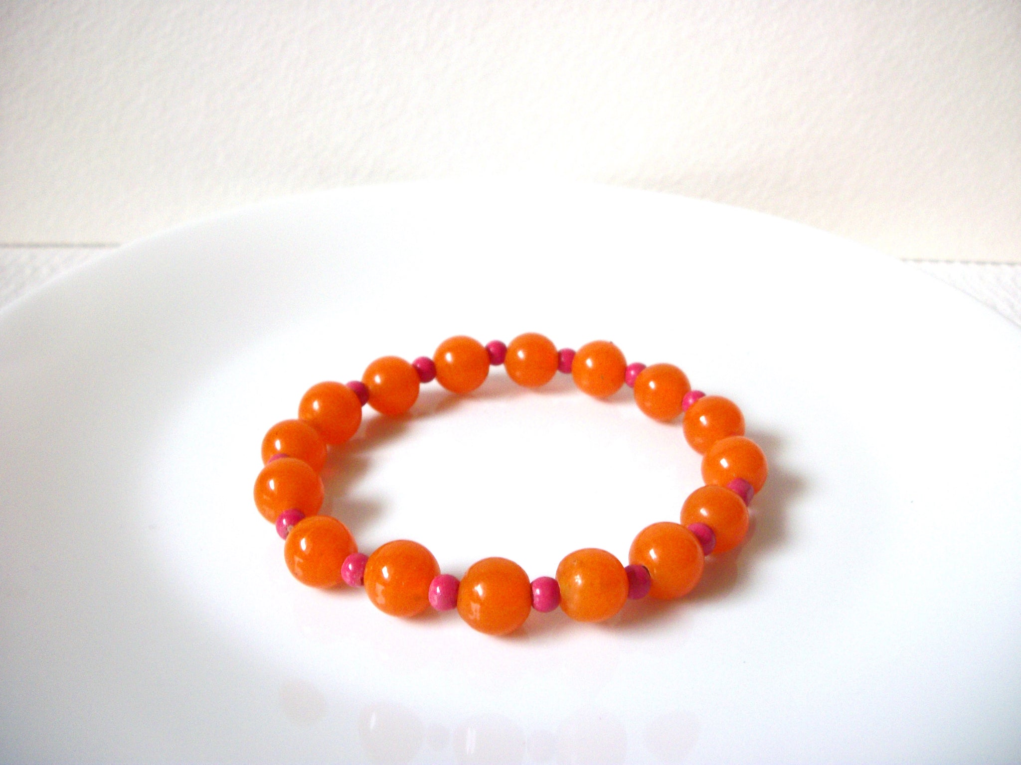 Retro Orange Pink Glass Bracelet 92920