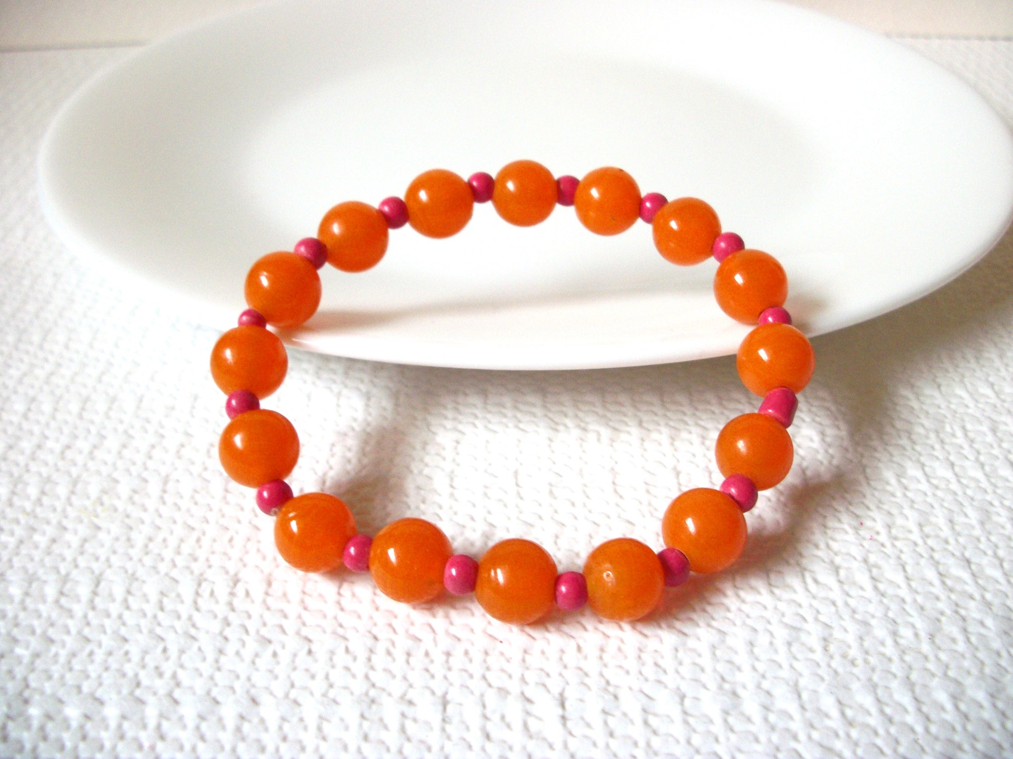 Retro Orange Pink Glass Bracelet 92920