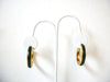 Retro Gold Green Enameled Hoop Earrings 92920