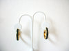 Retro Gold Green Enameled Hoop Earrings 92920