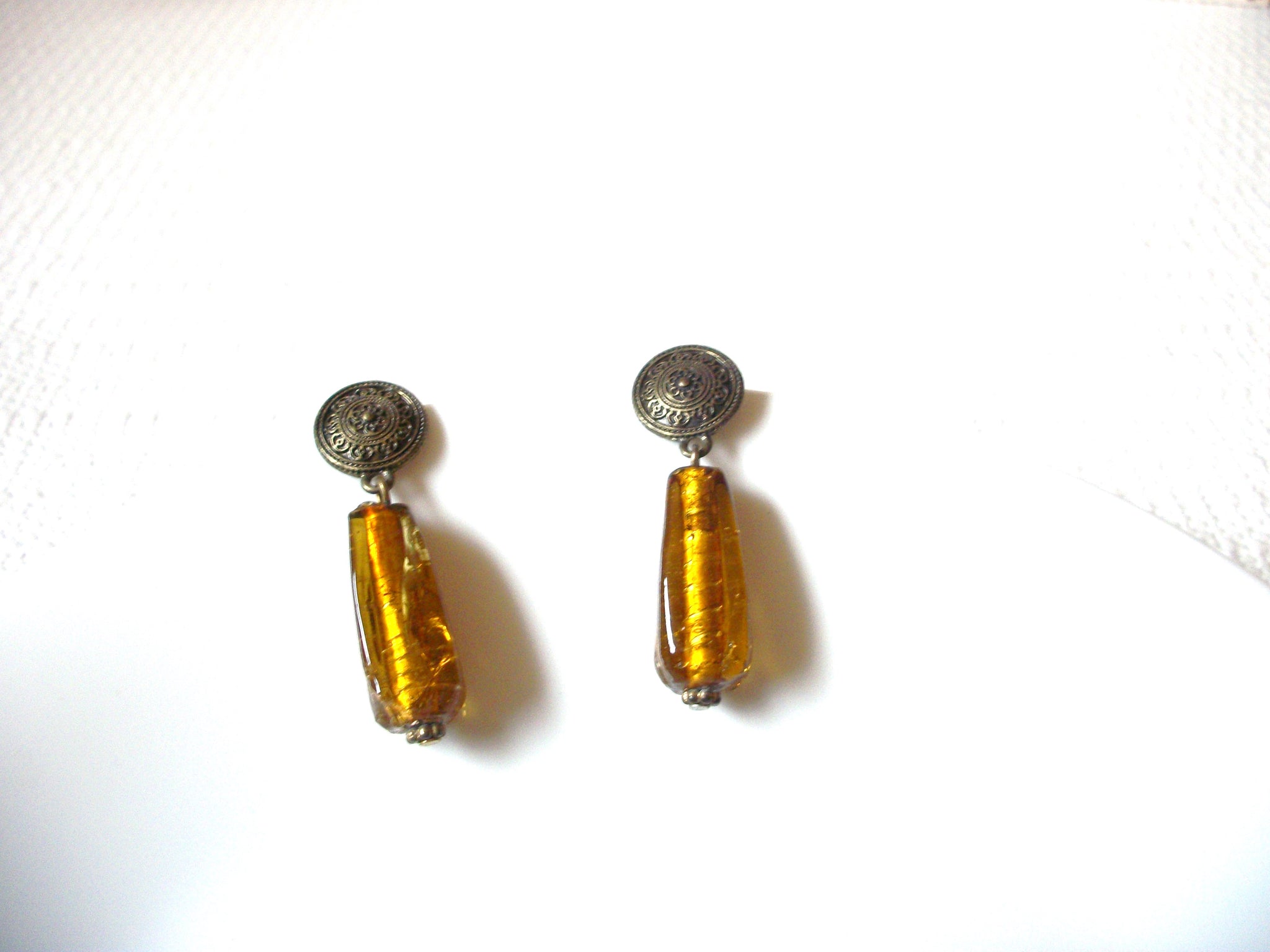 Vintage Honey Gold Glass Earrings 92920