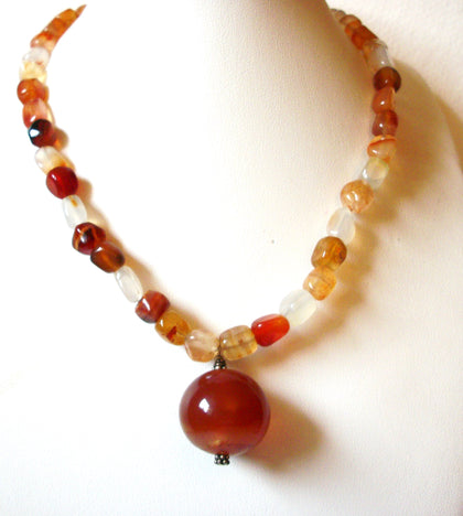 Vintage Orange Agate Orange Calcite Stone Necklace 92920