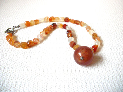 Vintage Orange Agate Orange Calcite Stone Necklace 92920
