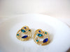 Retro Blue Teal Rhinestone Earrings 93020