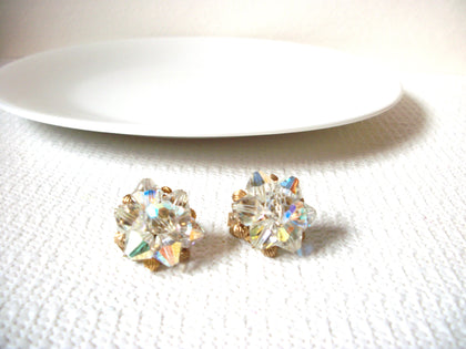 Vintage Aurora Borelias Crystal Glass Cluster Earrings 100120