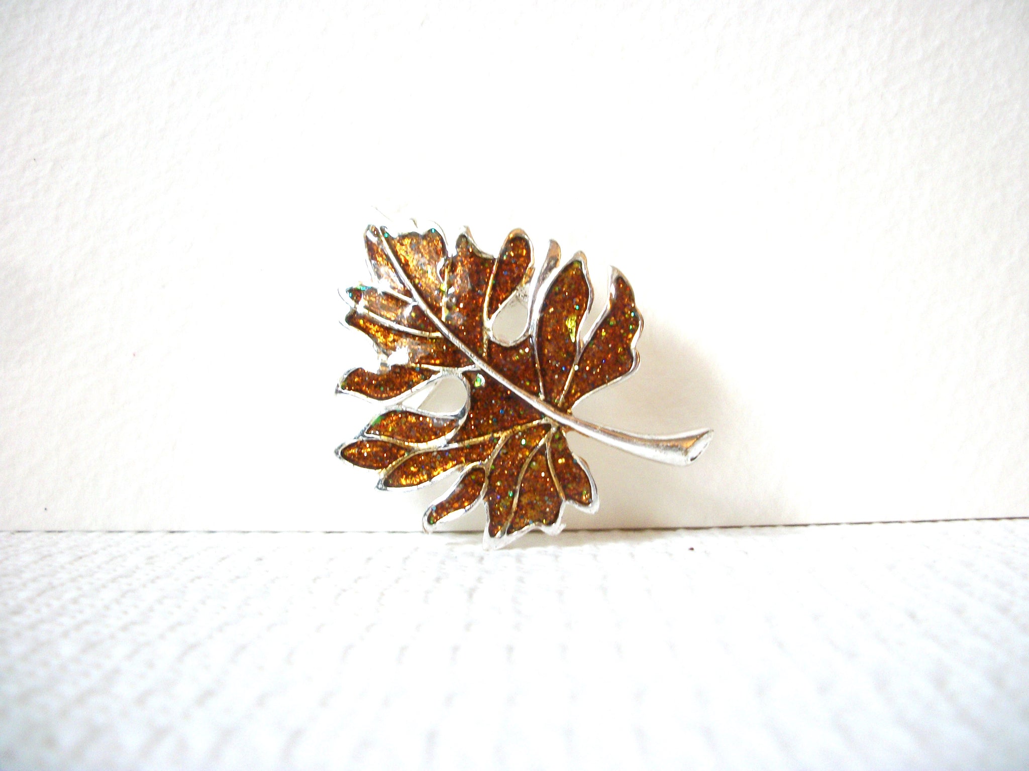 Vintage Glitter Maple Brooch Pin 100120