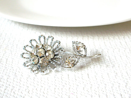 Vintage Rhinestones Flower Brooch Pin 100220