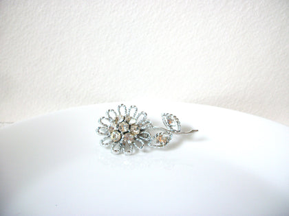 Vintage Rhinestones Flower Brooch Pin 100220