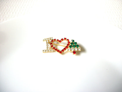Vintage Rhinestones Christmas Brooch Pin 100220