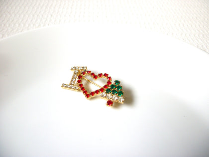 Vintage Rhinestones Christmas Brooch Pin 100220