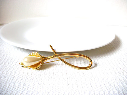 Vintage Long Stem Trumpet Lily Flower Brooch Pin 100220