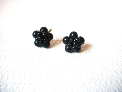 Vintage Black Screw Back Earrings 100220