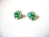 JAPAN Green Glass Cluster Pearl Earrings 100220