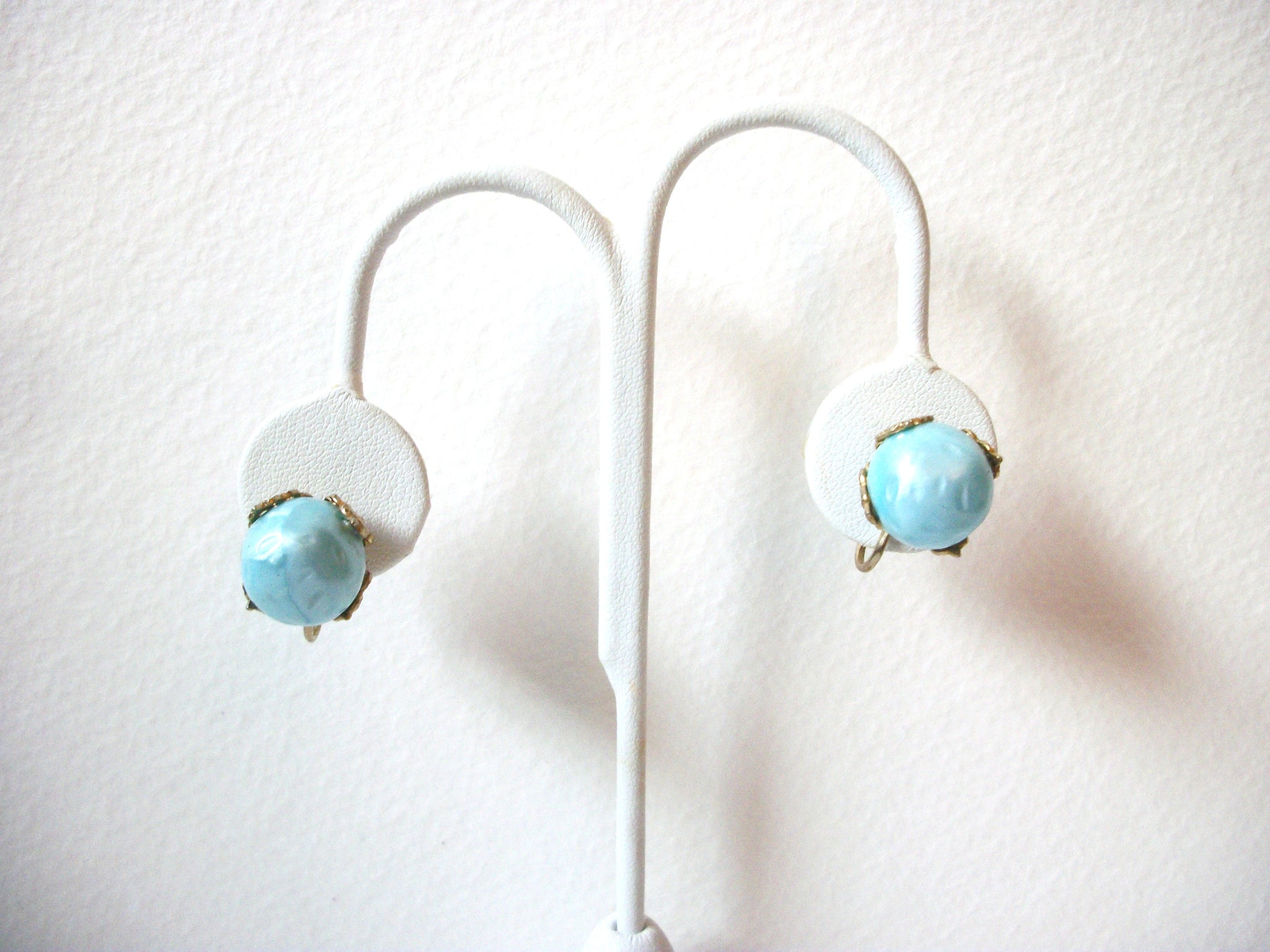 Vintage Gold Blue Smaller Earrings 100220