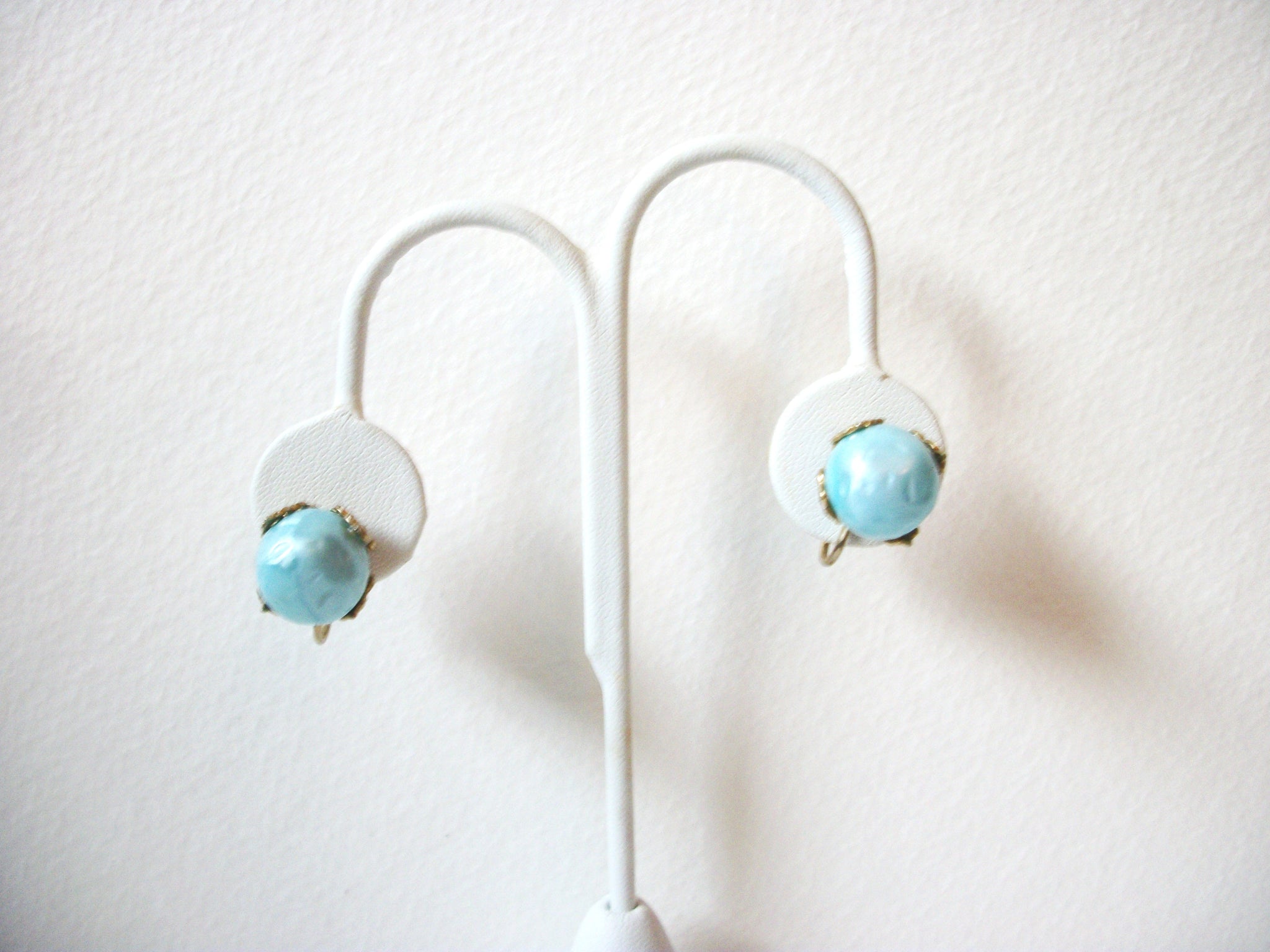 Vintage Gold Blue Smaller Earrings 100220