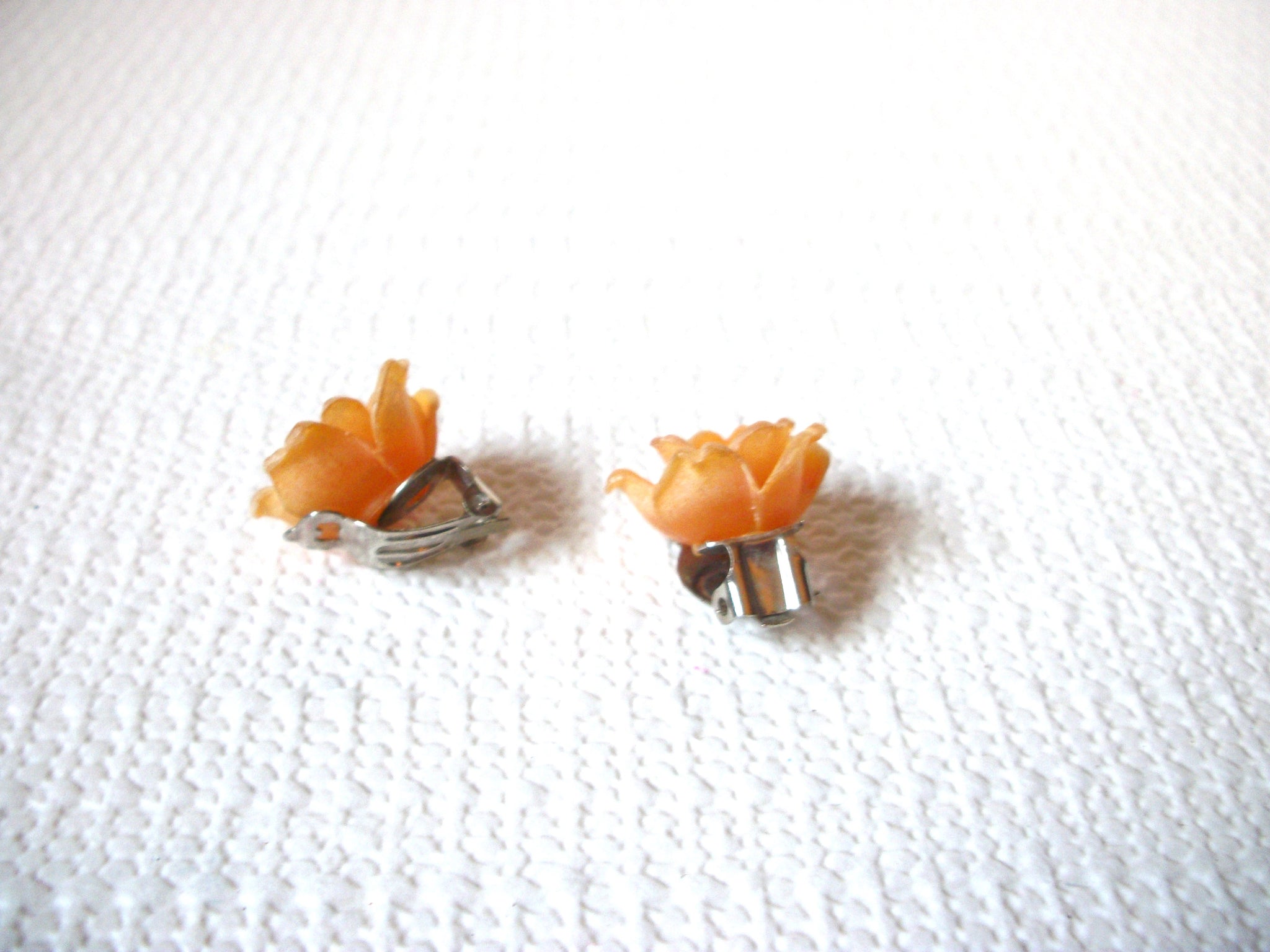 Vintage Orange Rose Earrings 100220