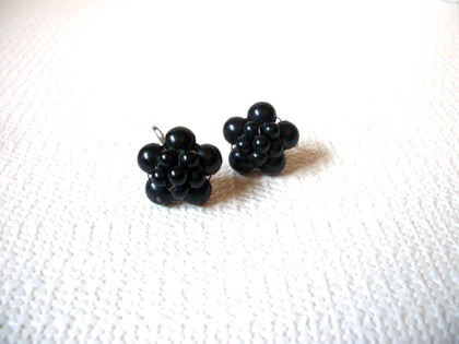 Vintage Black Screw Back Earrings 100220