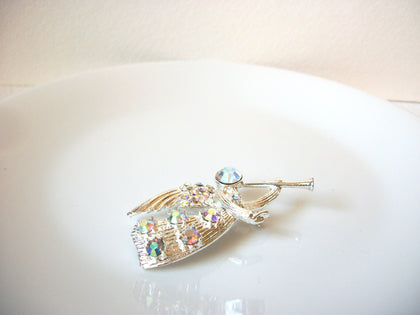 Vintage 1950s AB Crystal Brooch Angel Pin 100220
