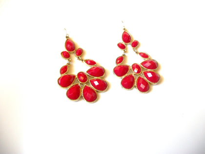Retro Gold Red Dangle Earrings 100220
