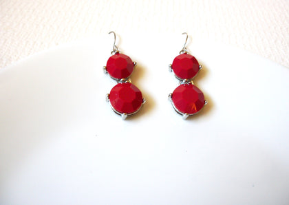 Retro Silver Red Dangle Earrings 100220