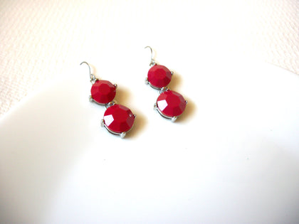 Retro Silver Red Dangle Earrings 100220