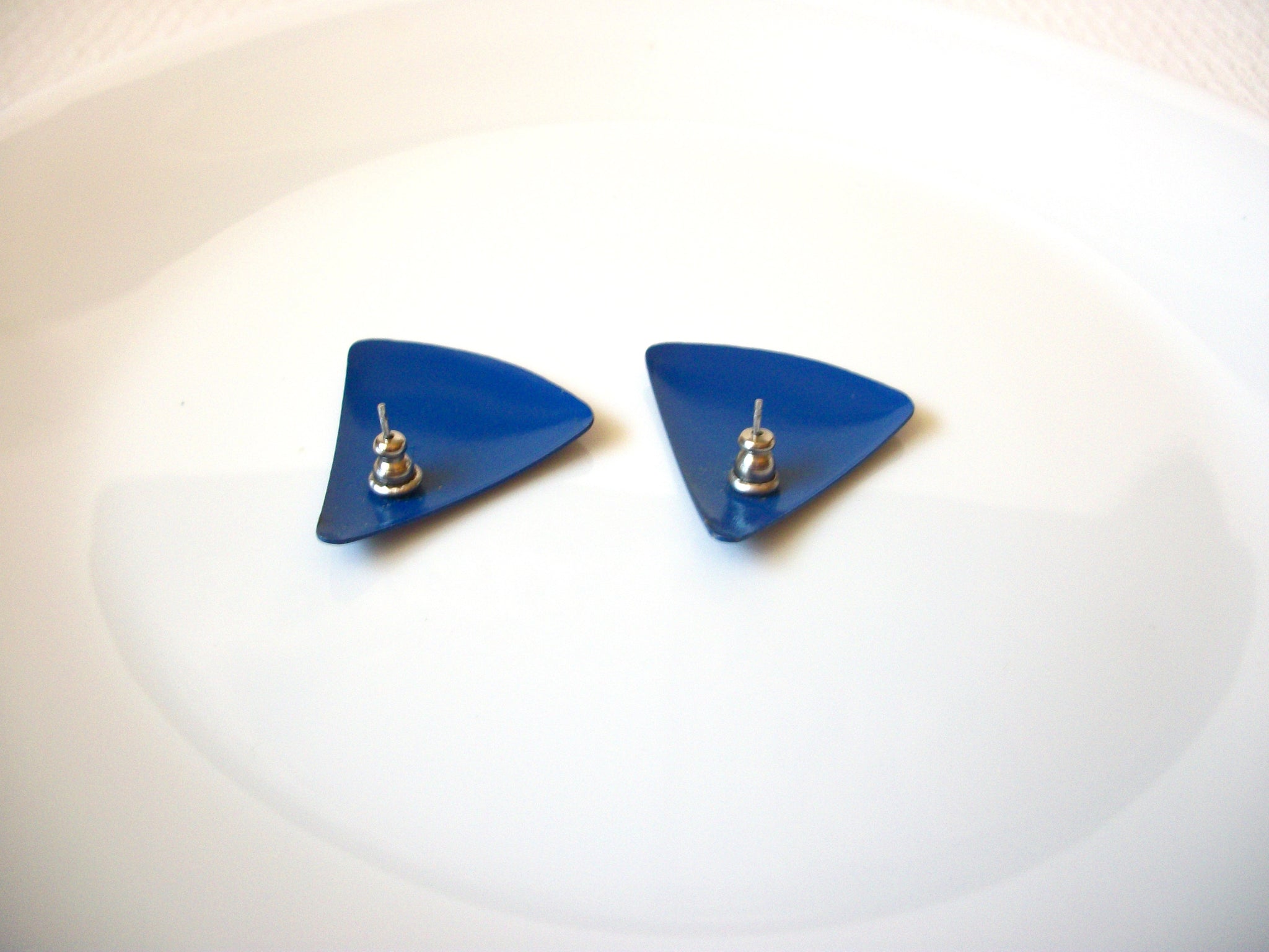 Retro Blue Triangle Earrings 100220