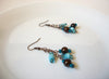 Retro Blue Glass Dangle Earrings 100220