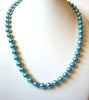 Vintage Blue Glass Beads Necklace 100320