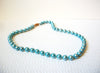 Vintage Blue Glass Beads Necklace 100320