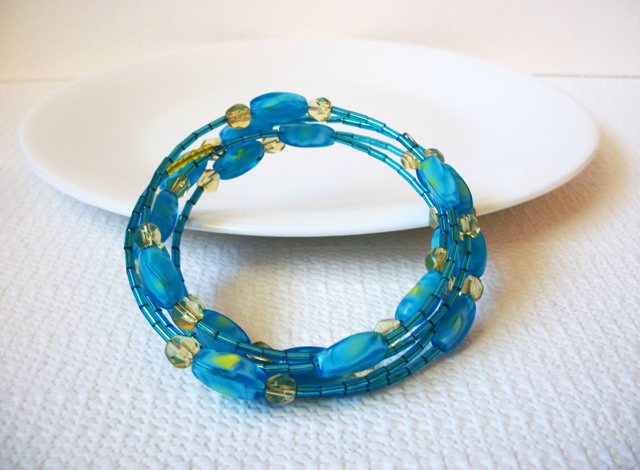 Retro Blue Gold Glass Bracelet 100320