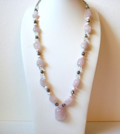 Vintage Rose Quartz Turtle Pendant Necklace 100420