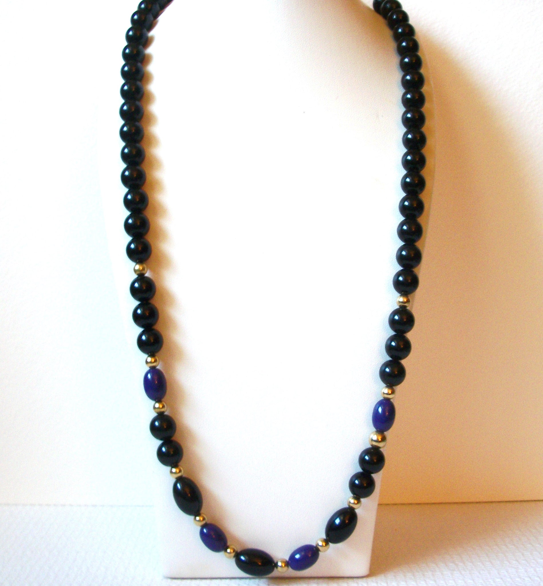 Retro Black Purple Gold Beads Necklace 100420