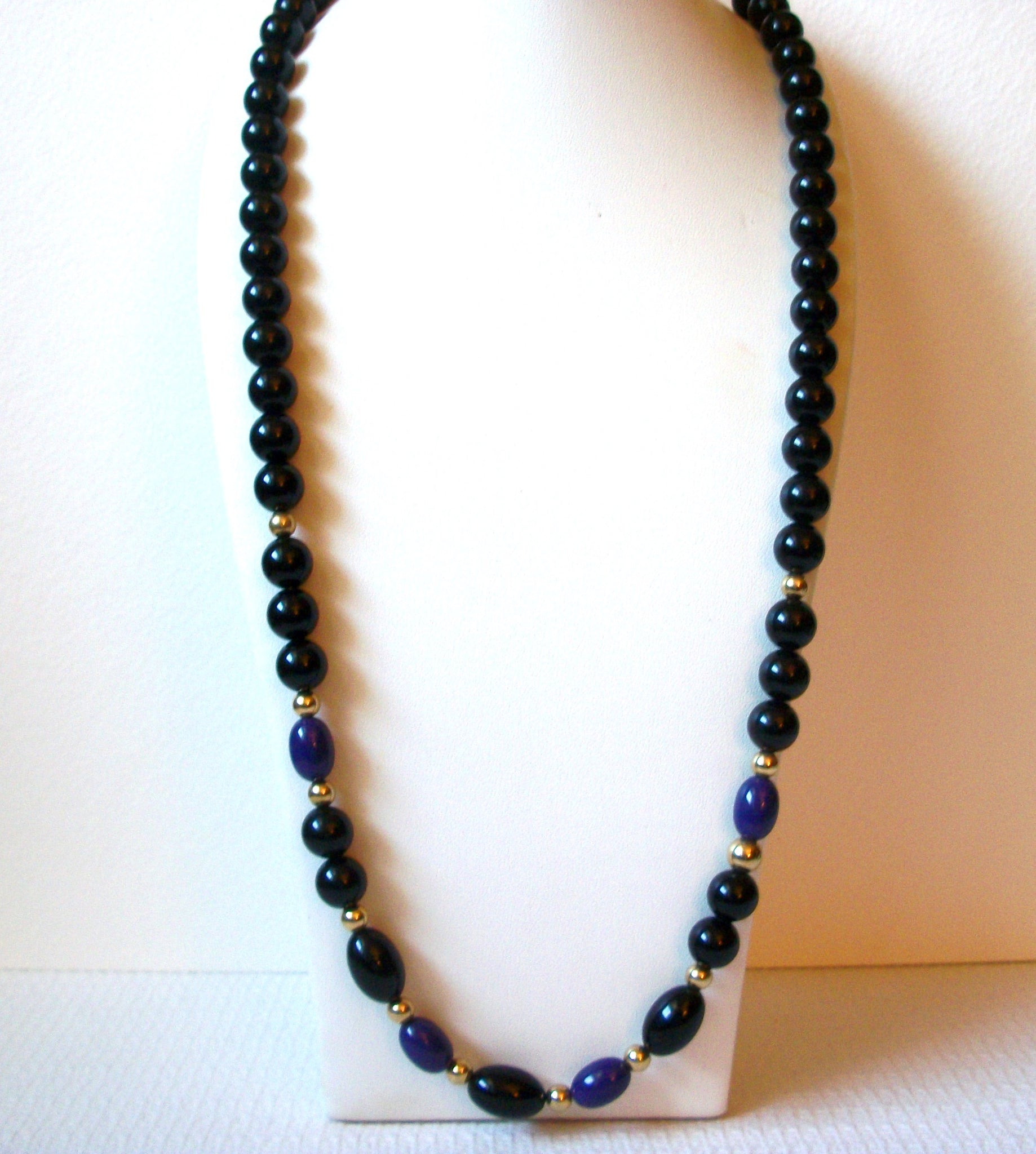 Retro Black Purple Gold Beads Necklace 100420