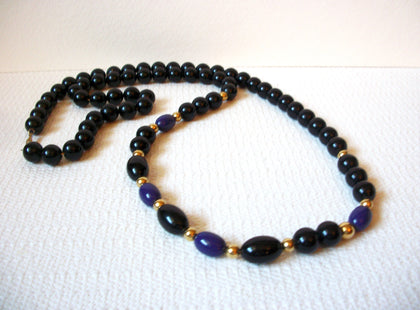 Retro Black Purple Gold Beads Necklace 100420