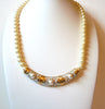 Vintage Glass Pearl Rhinestones Necklace 100420