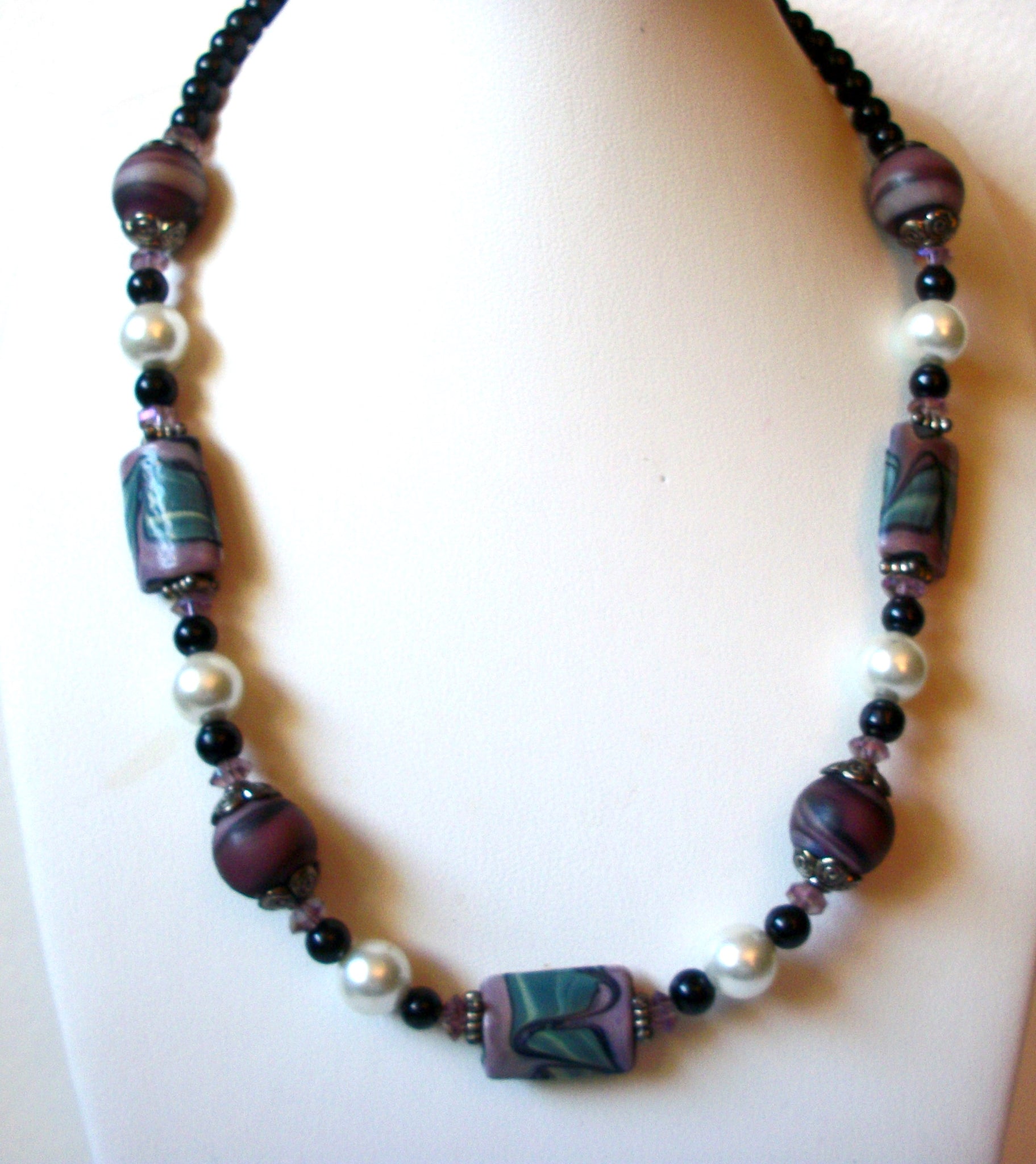 Fair Trade African Krobo Stone Glass Pearls Necklace 100520