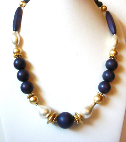 Vintage Plum Wood Pearl Necklace 100520